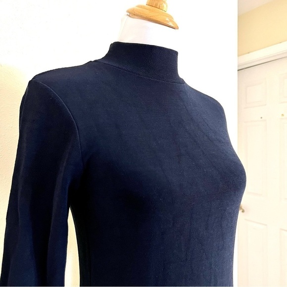 STORMS & MARIE Navy sweater knit midi dress high neck splitting side women’s M - Picture 3 of 12